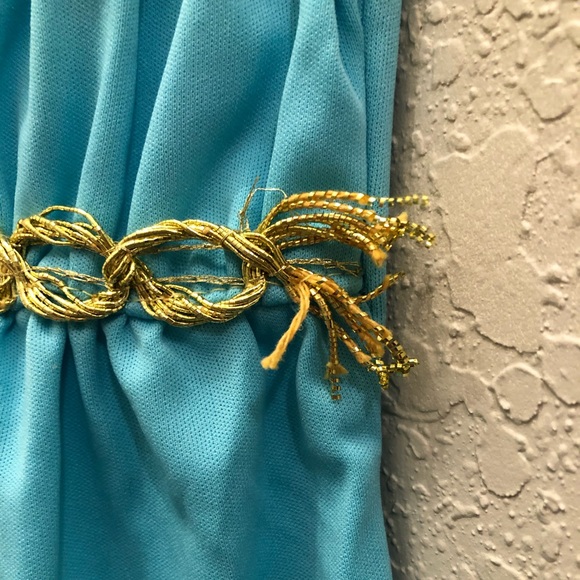 Women’s Aphrodite Halloween Dress Up Costume size Small 4-6 Aqua Ombré & Gold - Picture 10 of 12